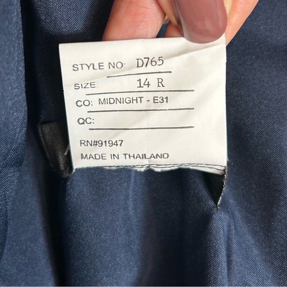 ALFRED SUNG V-neck Satin Twill High Low Dress in Midnight Navy - Picture 10 of 10